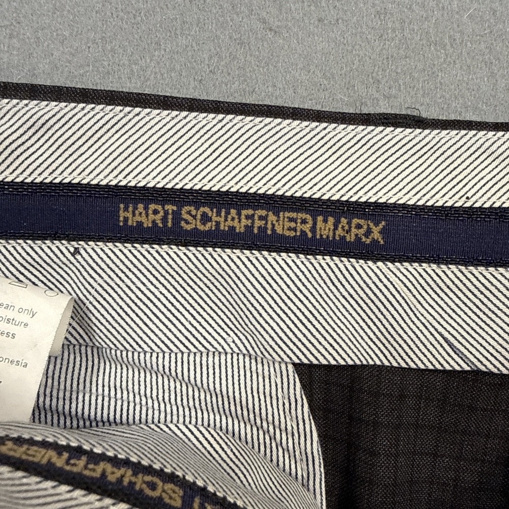 Hart Schaffner Marx 100% Wool Pleated Cuffed Gray Micro Checked Dress Pants 40R - Picture 5 of 10